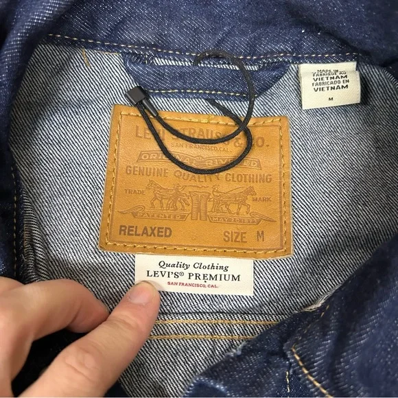 Levi’s Premium Denim Jacket Mens Medium Dark Blue Selvedge Type 1 Buckleback LVC